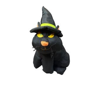 NWT VTG Halloween Stuffins Plush Black Cat Nylon Stuffed Animal Witch Hat 16”